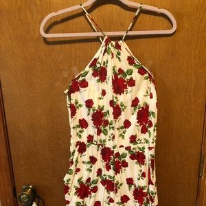 H&M red roses halter top romper